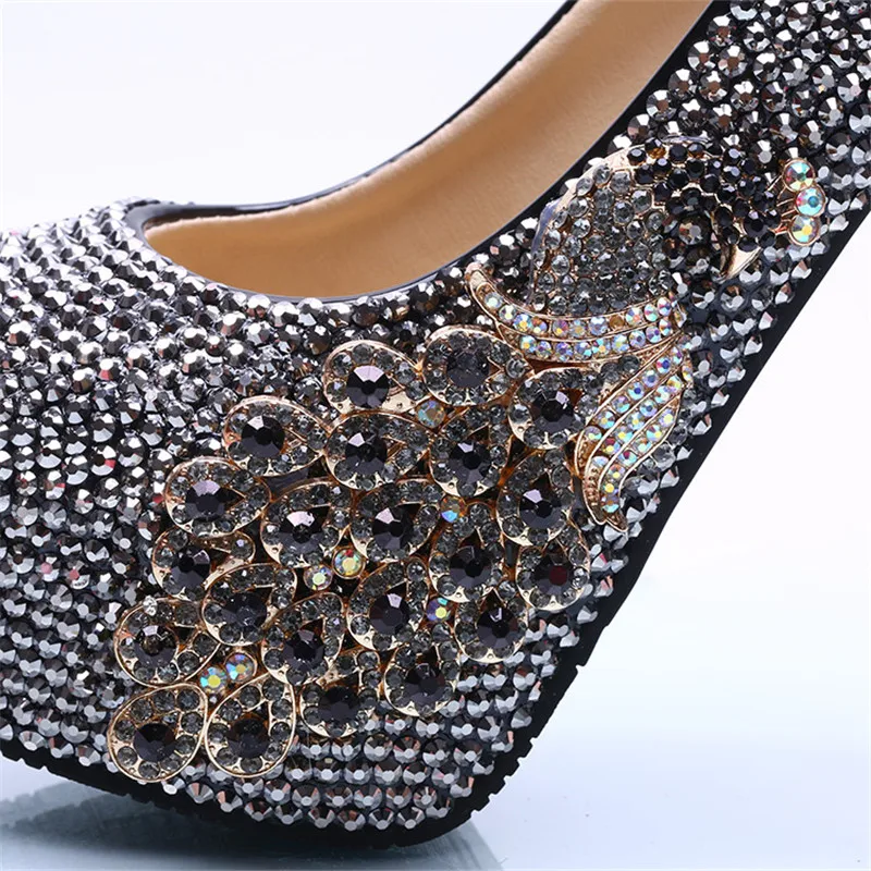 Strass Taille Haute Personnalisé Mariée Décorer Étincelle Noir 8cm Ronde Bling Tête Ab Mariage Chaussures 11cm 14cm Fait Main Grande De Paon Cristal 5cm Talon IqwPpIOA0