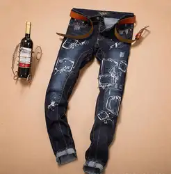 29-38 2019 новые локомотив мужские джинсы Европа и Америка мужские тонкие маленькие Прямые Панк джинсовые брюки