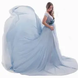 для беременных одежда Длинные платья с оборками для беременных фотографии реквизит макси платья Беременность Платье