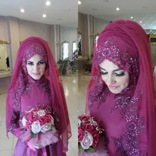 Hijab Turkey Dresses With Hijab and Veil Evening Dresses For Veiled Floor Length High Neck Long Sleeve Formal Prom Dresses