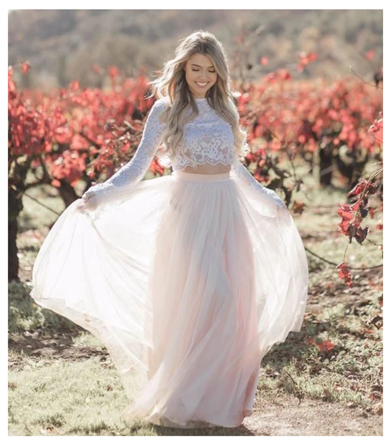 Свадебное платье LORIE в стиле бохо с длинным рукавом 2019 Robe de mariee из двух частей