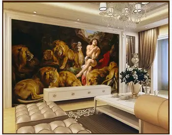 

Customized 3d photo wallpaper for walls 3 d wall murals Western oil paintings Daniel in the lion's den living room home decor