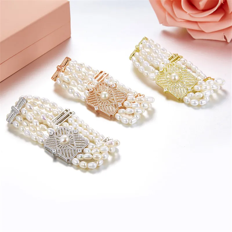 

S925 Sterling Silver Line Pearl Shield Bracelet Fashion Jewelry Fits Monaco Jewelry with Women Party Gifts