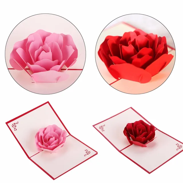 romantic creative 3d greeting card wishes postcard rose flower love