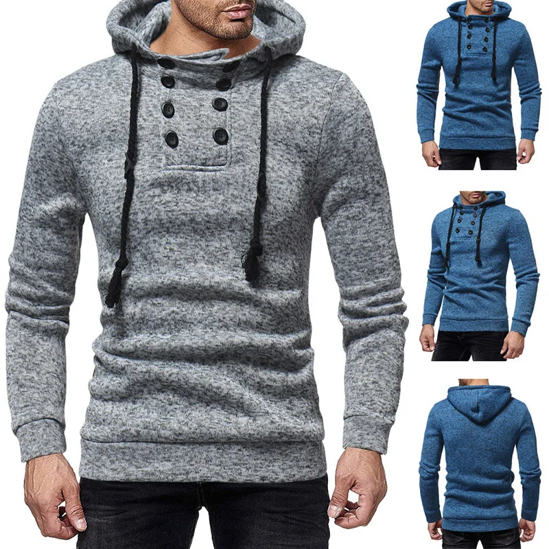 

PADEGAO Men's Hoodies Tracksuit Casual Drawstring pullover fashion new long sleeve solid color stand collar large size Hoodie