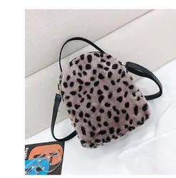 Для отдыха Маленькие Плюшевые Сумка женская 2018 новый осень и зима Многофункциональный леопардовая расцветка рюкзак женский рюкзак сумка