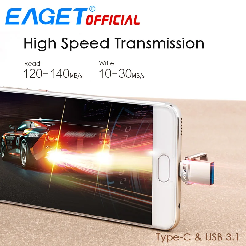  EAGET CU20 USB Flash Drive 32GB OTG Metal USB 3.0 Pen Drive 64GB Type C High Speed pendrive Mini Fl