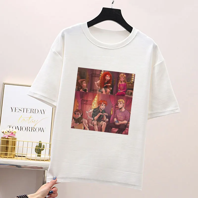 

2019 Summer Female T-shirt Harajuku Kawaii Cartoon Princess Printed Tshirt Plus Size Women Korean Fashion T Shirt Trendy Clothes