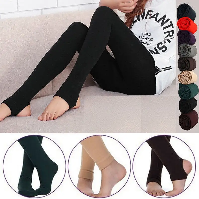 New Women/'s Red Fleece Lined Thermal Thick Winter Leggings Warm One Size