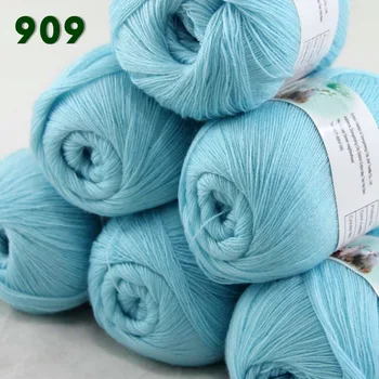 

Lot of 6 Skeins Fine Lace Soft Wool Acrylic Cashmere Yarn Knitting Baby blue 909