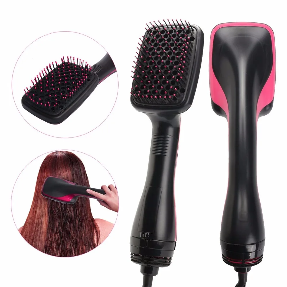 New Hair Dryer and Volumizer Salon Hot Air Paddle Styling Brush Negative Ion Generator Hair Straightener Curler