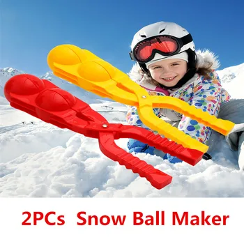 

2 PCs Winter Double Snow Ball Toys Maker Sand Mold Tool Kids Lightweight Compact Scoop Snowball Fight Outdoor Sports Game Toys