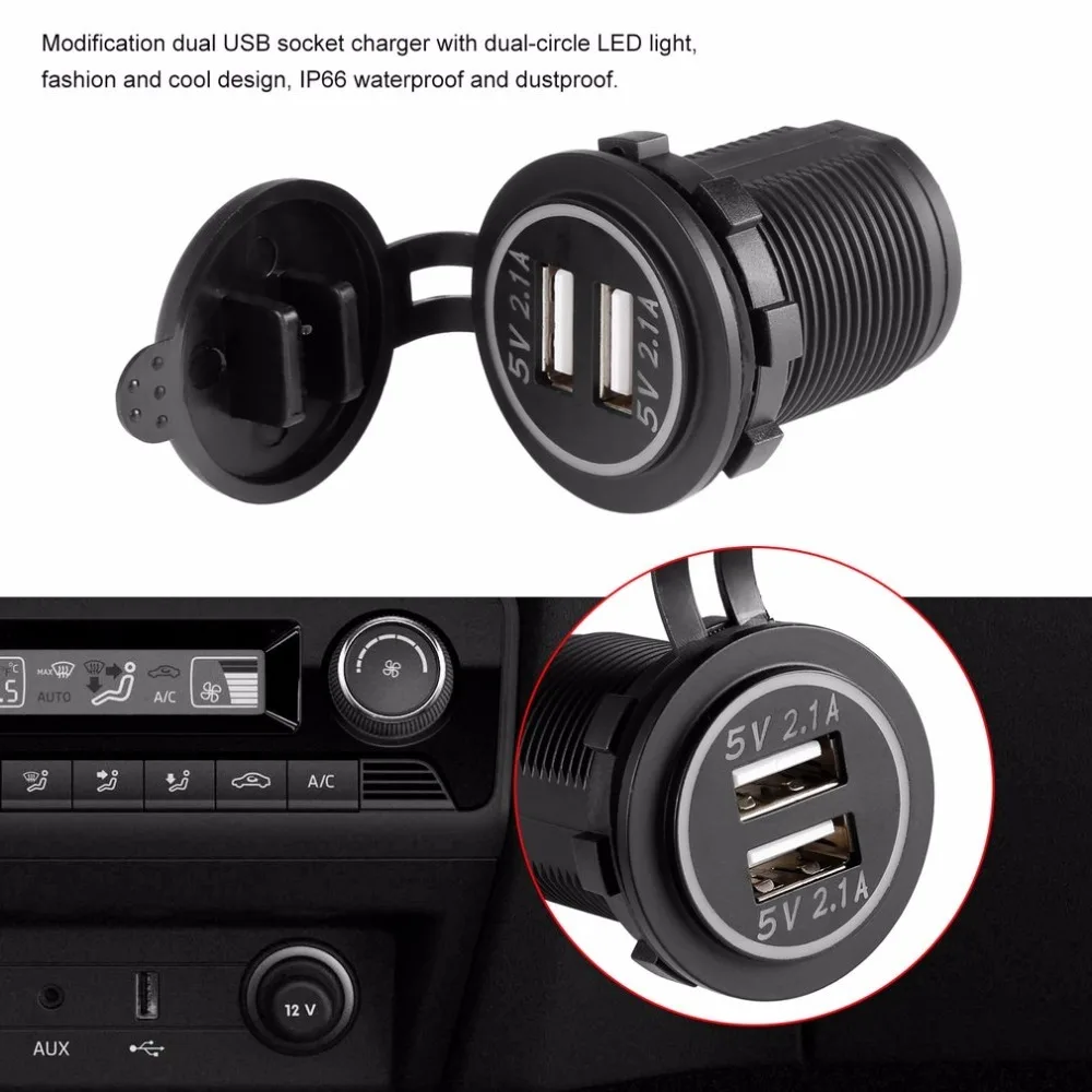 

12-24V USB Charger for Motorcycle Auto Truck ATV Boat LED Car 4.2A Dual USB Socket Charger Power Adapter Outlet Power