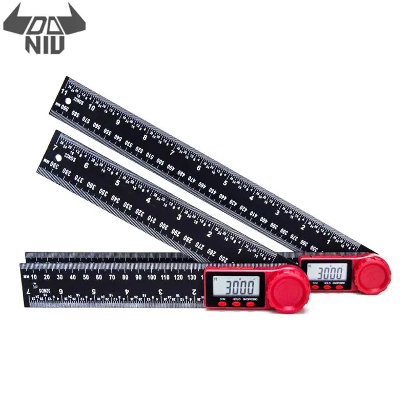  DANIU 0-200mm 0-300mm 360 Degree Digital Angle Finder Ruler LCD Display Carbon Fiber Inclinometer E