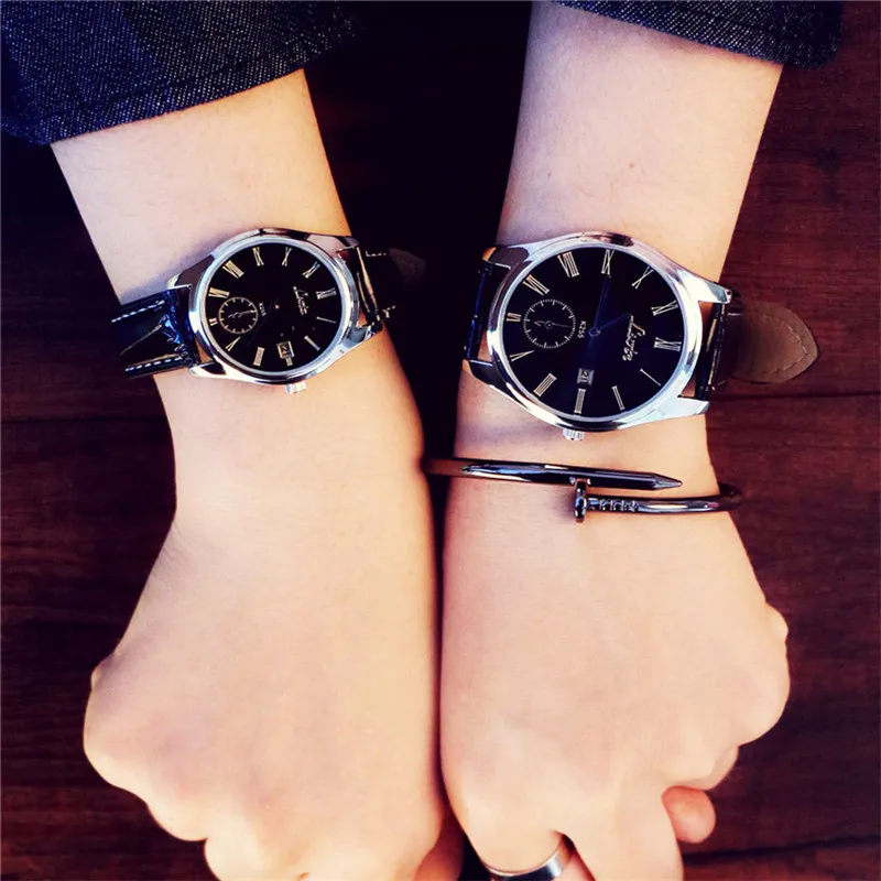 Простые парные часы, Роскошные мужские часы в римском стиле, модные женские кварцевые наручные часы, подарок для мужчин, часы для влюбленных