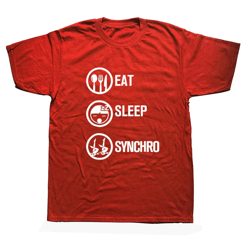 Синхронизированные футболки с принтом пловцов летняя новая модная футболка с короткими рукавами и круглым вырезом - Цвет: RED