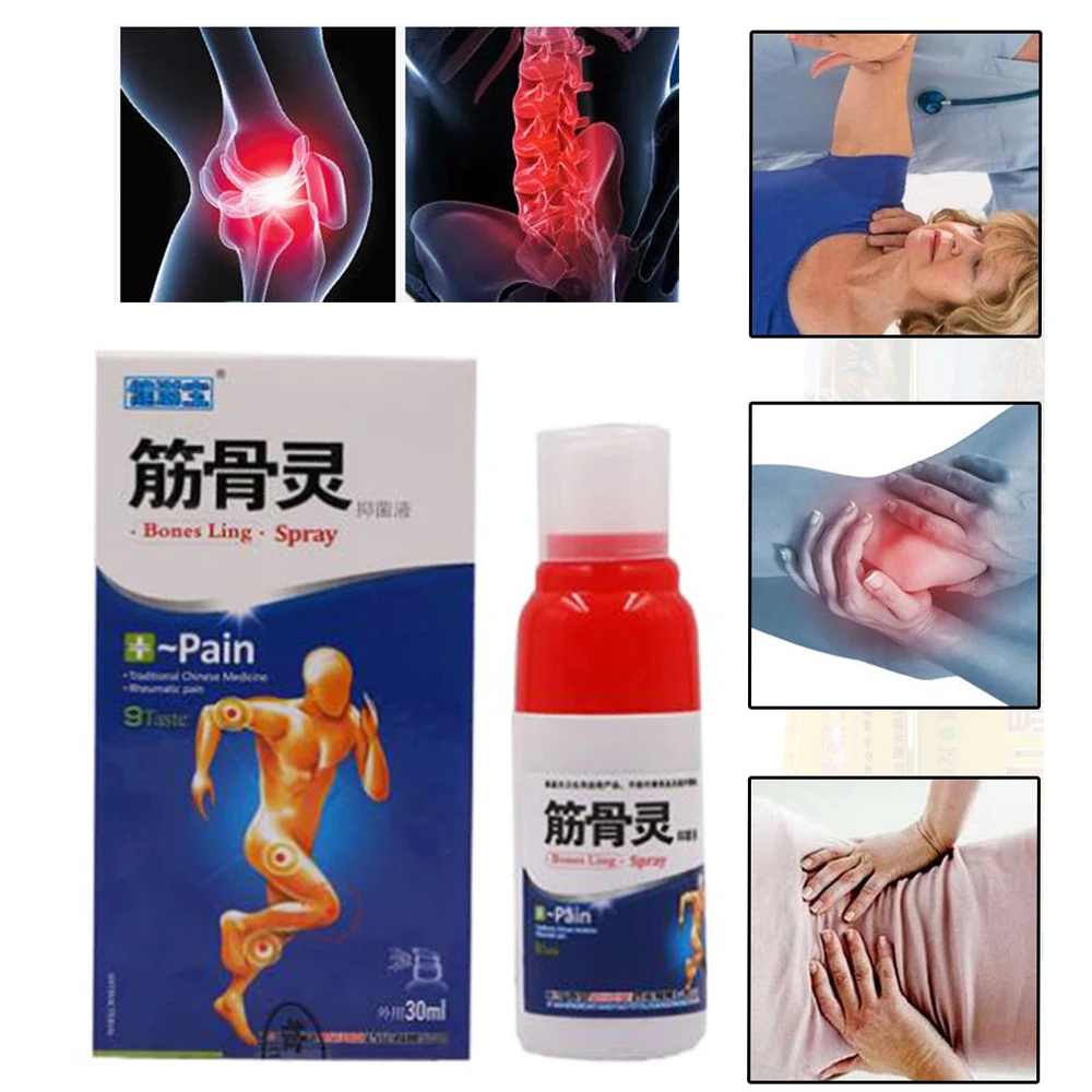 

Bones Ling Pain Relief Spray Rheumatism Arthritis, Muscle Sprain Knee Waist Pain, Back Shoulder Spray Tiger Plaster D188