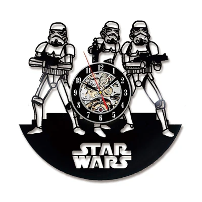 12in 3d wall clock Star Wars LED Wall Clock with 7 Colors Modern Design Movie Vintage Vinyl Record Clocks Wall Watch Home Decor - Цвет: I-NO LED