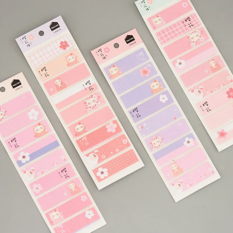 

1 Pcs Kawaii Mini Cherry Sakura Cat Memo Pads N Times Sticky Notes Escolar Papelaria Stationery School Supply Bookmark Label