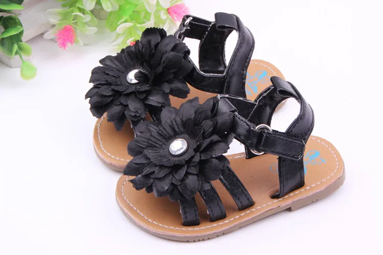 Новое поступление; обувь для маленьких девочек; летние детские сандалии принцессы с цветочным рисунком для девочек - Цвет: black