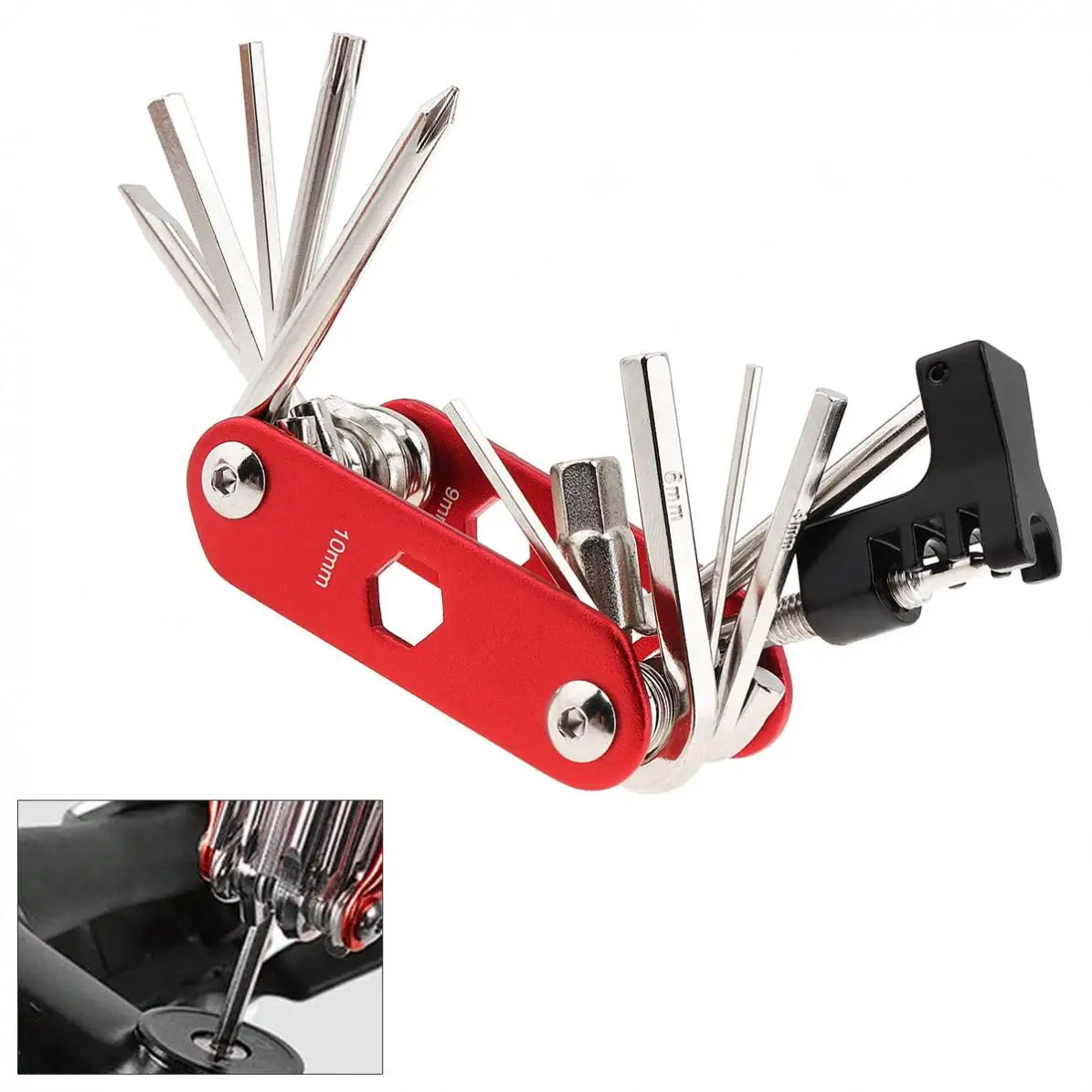 cheap 14 in 1 Carbon Steel Portable Multifunctional Bicycle Tool Kit with Chain Cutter and Wrenches
