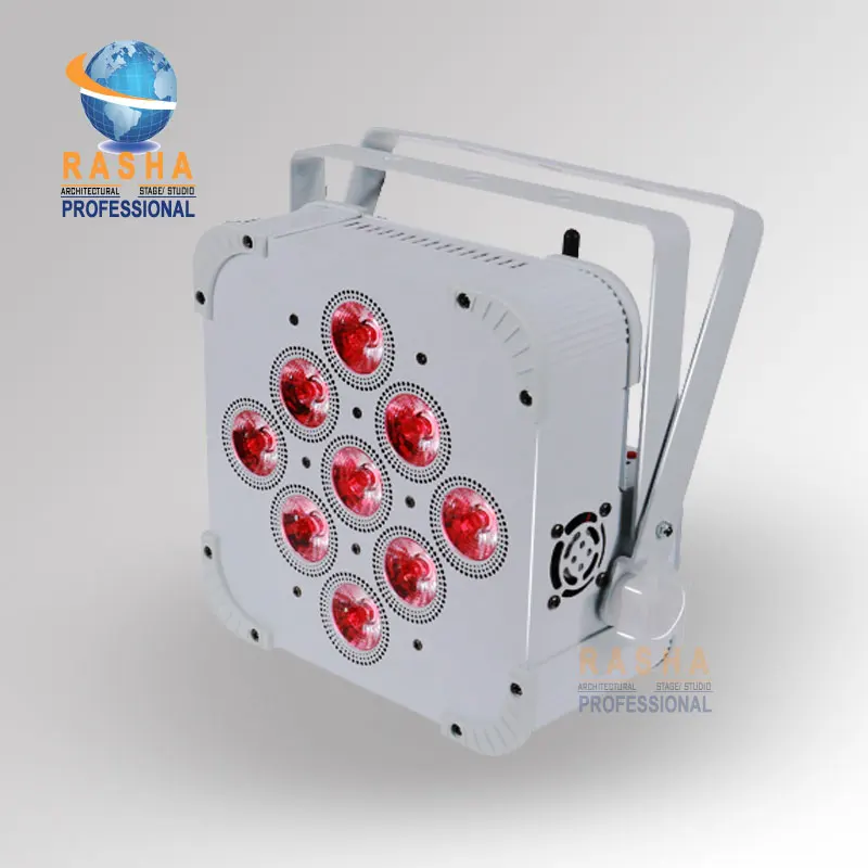 

6X Rasha Hex V9 9pcs*10W 4in1 RGBA/RGBW Battery Powered Wireless LED Flat Par Can,RASHA LED Par Light For Wedding DJ Party