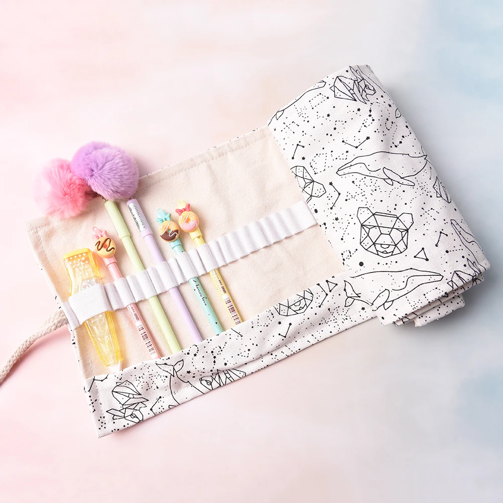 

Roll Pouch Pecncil Box 36/48/72 Holes Big Pencil Case School Canvas Constellation Pencilcase Sketch Brush Pen Pencil Bag Tools