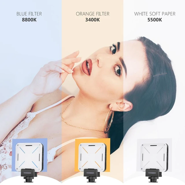 NEEWER Selfie Light with Front & Back Phone Clip, High Power 60 LED 2000mAh  Rechargeable CRI 95+, 3 Light Modes, - AliExpress