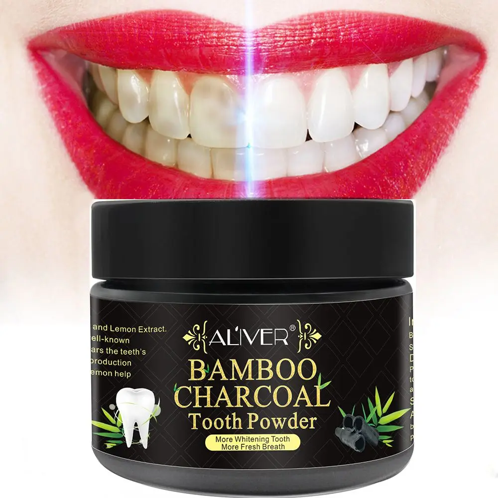 1 Box Aliver Natural Bamboo Charcoal Teeth Whiten Powder Tartar Stain
