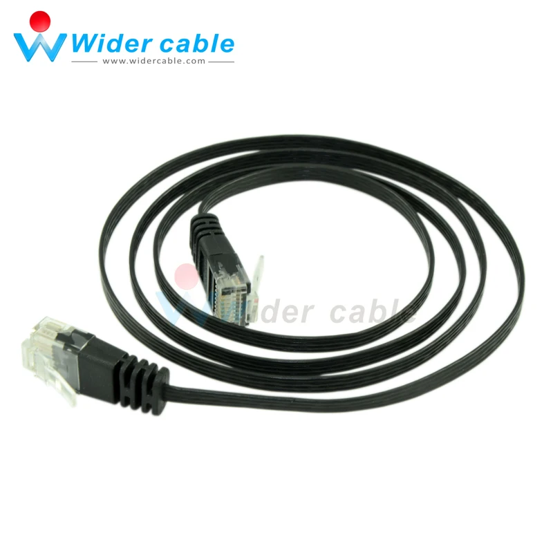 1m Black Color Full Copper Network Cable Thin CAT6 Cable Flat