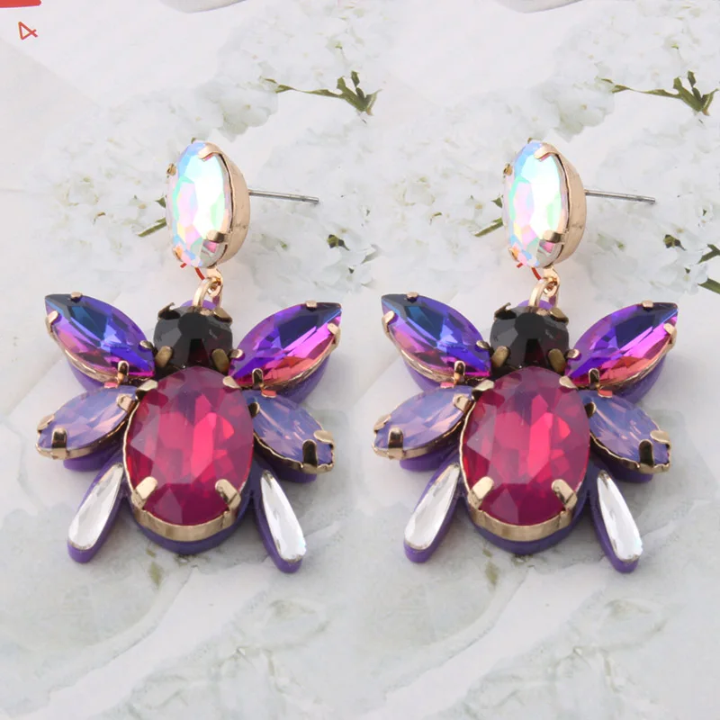 NeeFu WoFu полимерная серьга насекомое большие серьги медные большие стеклянные серьги Brinco Ear Oorbellen Рождество - Окраска металла: purple