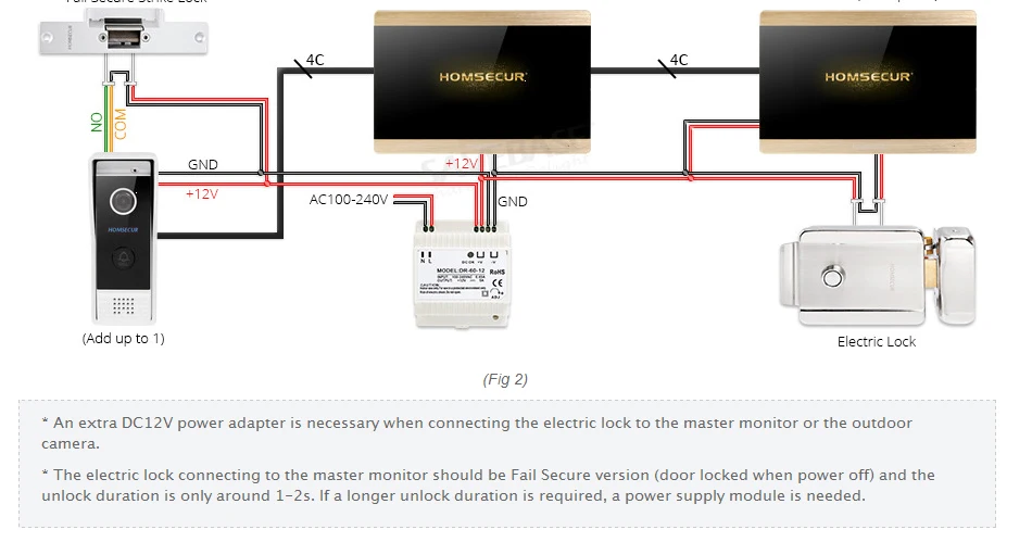 HOMSECUR 4 провода AHD видео домофон вызова Системы Поддержка музыки и кино BC031HD-B + BM715HD-G