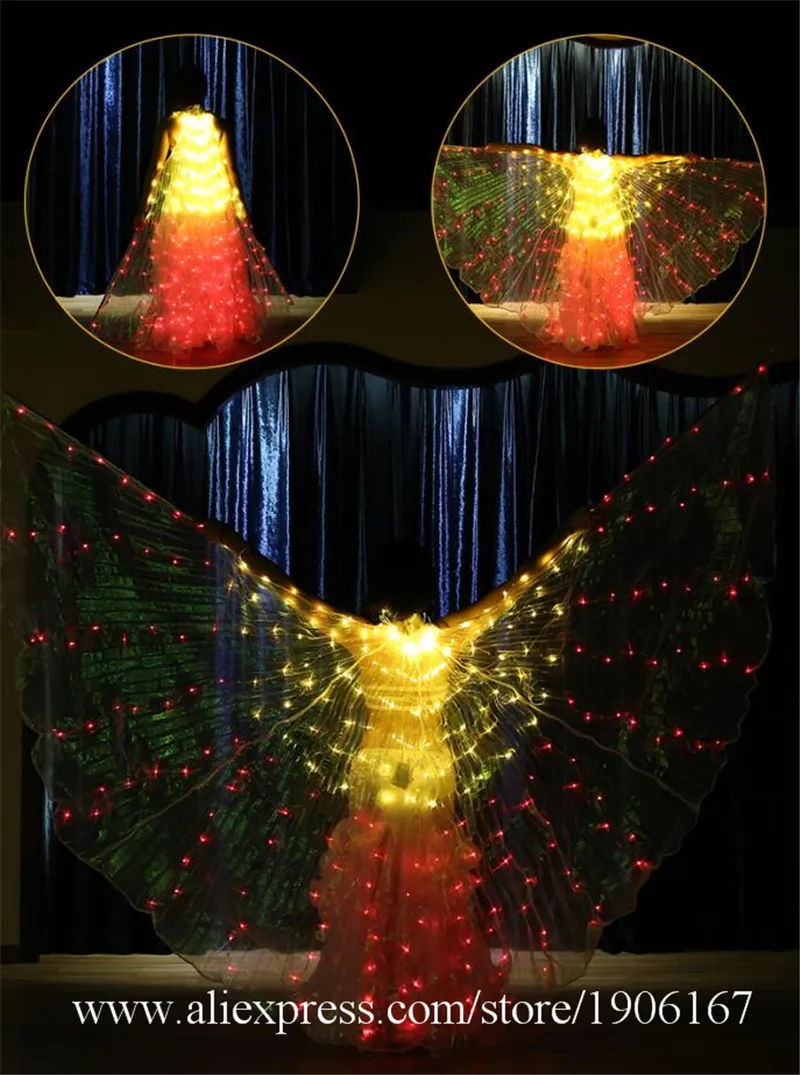 Bellydance colorful led light wings perform dress wings butterfly wears led costumes bar luminous cloak led9
