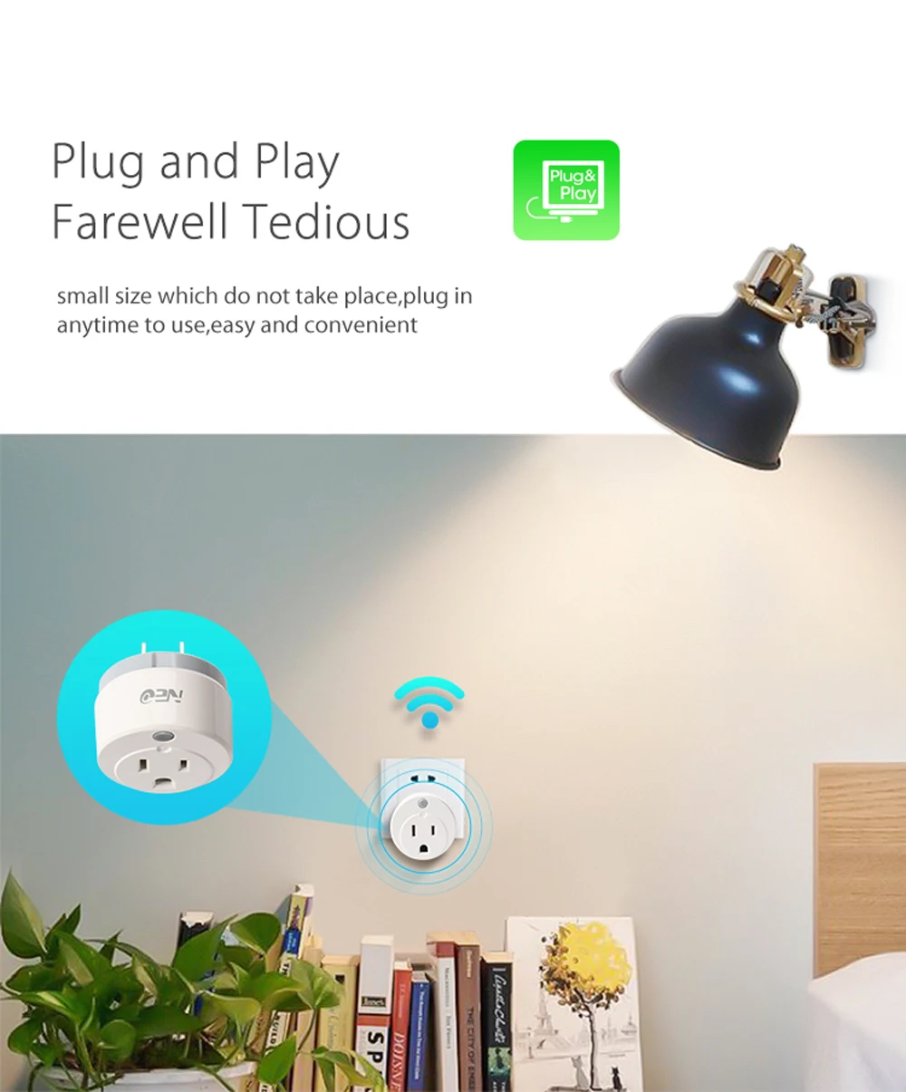 WiFi US Smart Plug дистанционного управления Беспроводной Умный дом прибор Мощность на/выкл через приложение работает с Amazon Alexa и Google