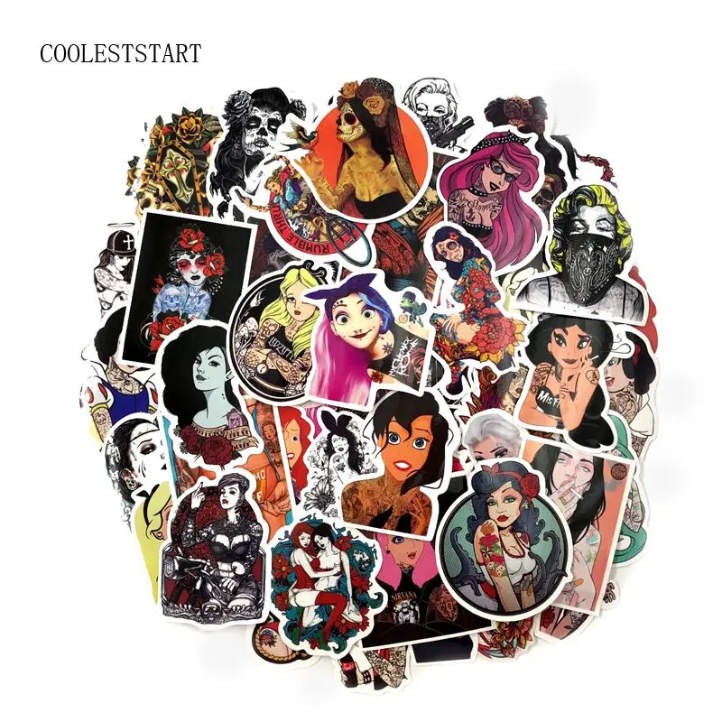 50 Pcs Do Not Repeat PVC Waterproof Fun Sticker For Guitar Toys The Luggage Sexy Girl