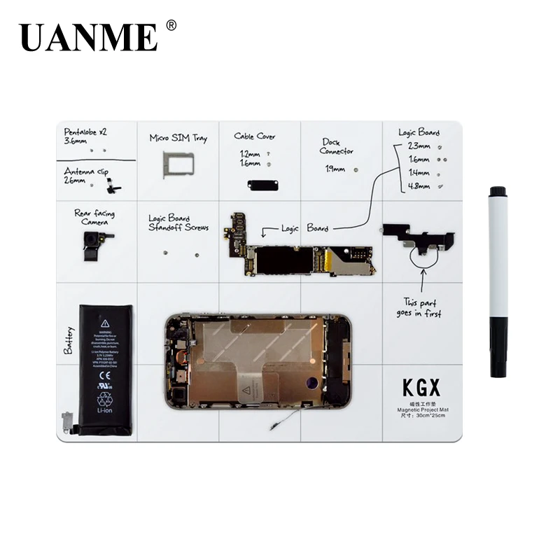 UANME 20X25CM 25X30CM магнитный коврик для проекта Рабочая панель с маркером ластик