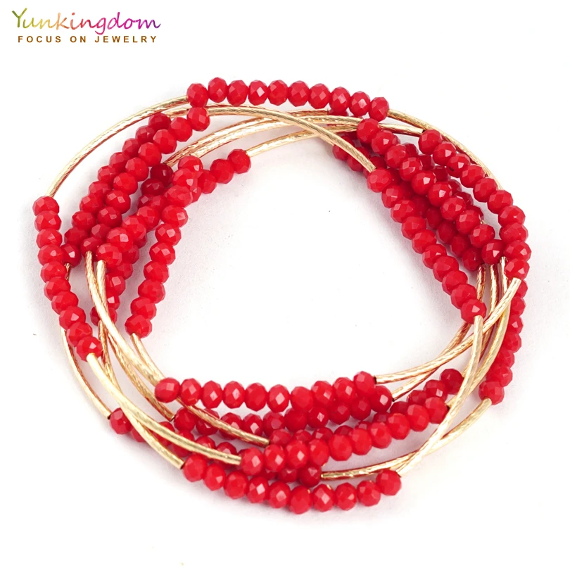 

Fashion Bohemian Red Crystals Beads Bracelets Necklaces Head Chain Jewelry Chokers Necklaces for Women Long Necklace