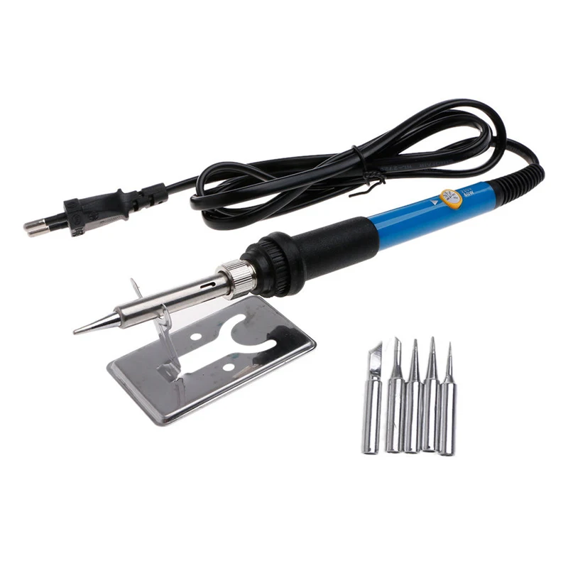 

7pcs Adjustable Temperature Soldering Iron Welding Gun Heat Pencil Kit 60W (1Soldering Iron +5tips+1Bracket )