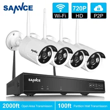 Sannce 4CH Беспроводной системы видеонаблюдения 720 P HD NVR комплект Открытый ИК ночного IP Камера Wi-Fi Камера система видеонаблюдения Комплекты