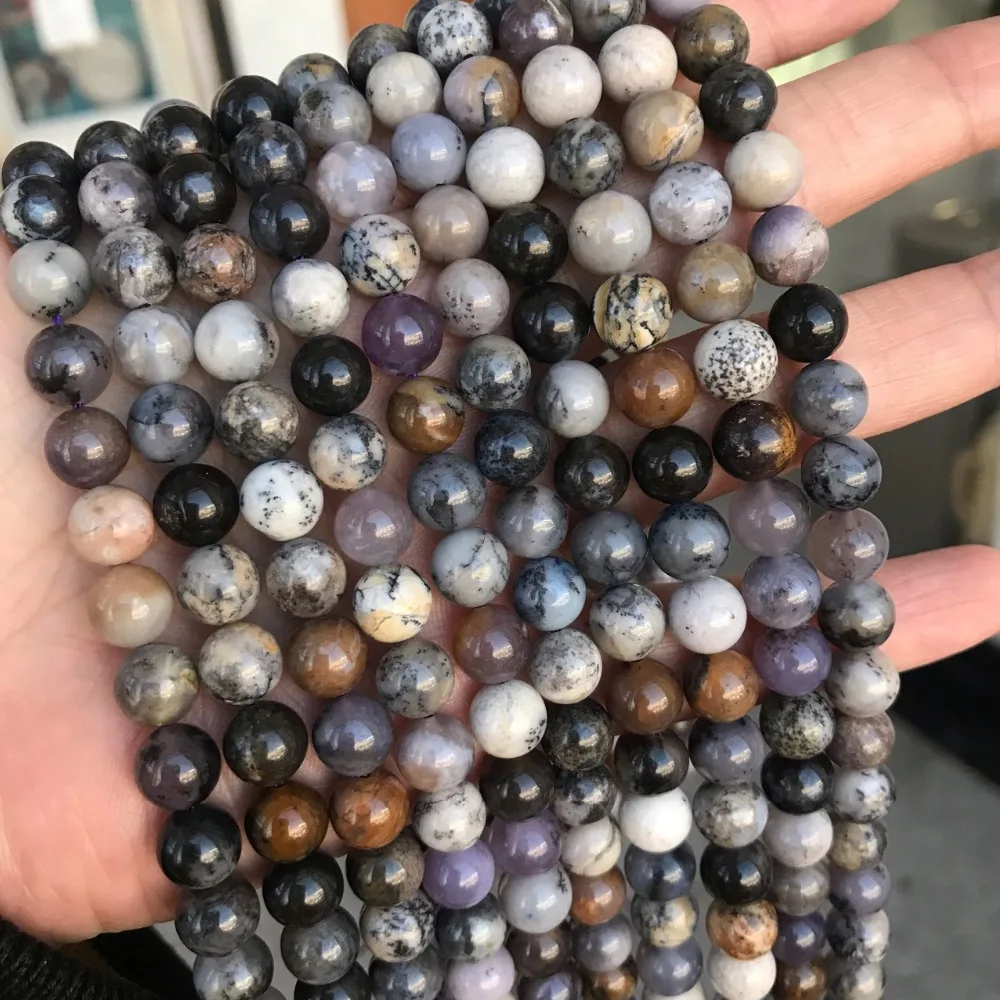 

Wholesale AAAAA Round Natural purple Amethysts Sage Jaspers Stone Gem stone Loose Beads for Jewelry Making Strand 15 Inches