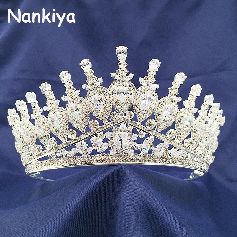 

Nankiya Wholesale Attractive Bridal Crown Shinning Zirconia Tiaras Water Drop Zincons New Hair Jewelry Accessories Crowns NT4384