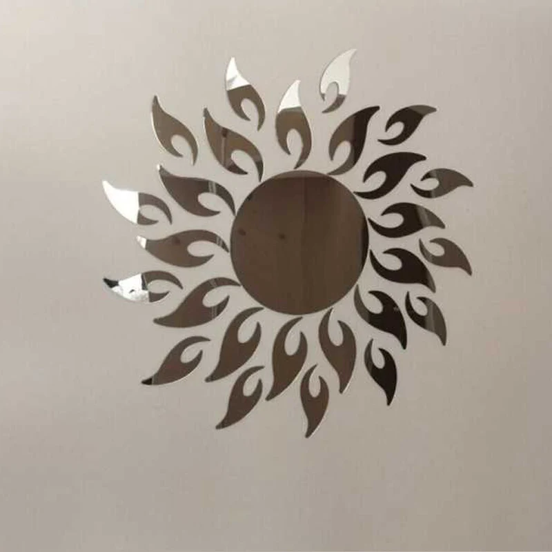 promotion hot sun mirror ring Acrylic wall stickers modern design 3d interior decoration living room watches