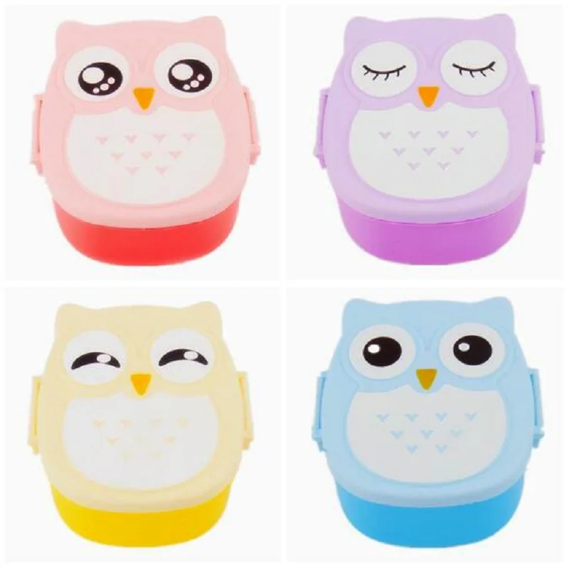 1Pcs Cute Cartoon Owl School Lunch Box Microwave Bento Container With Compartments Picnic Set | Дом и сад