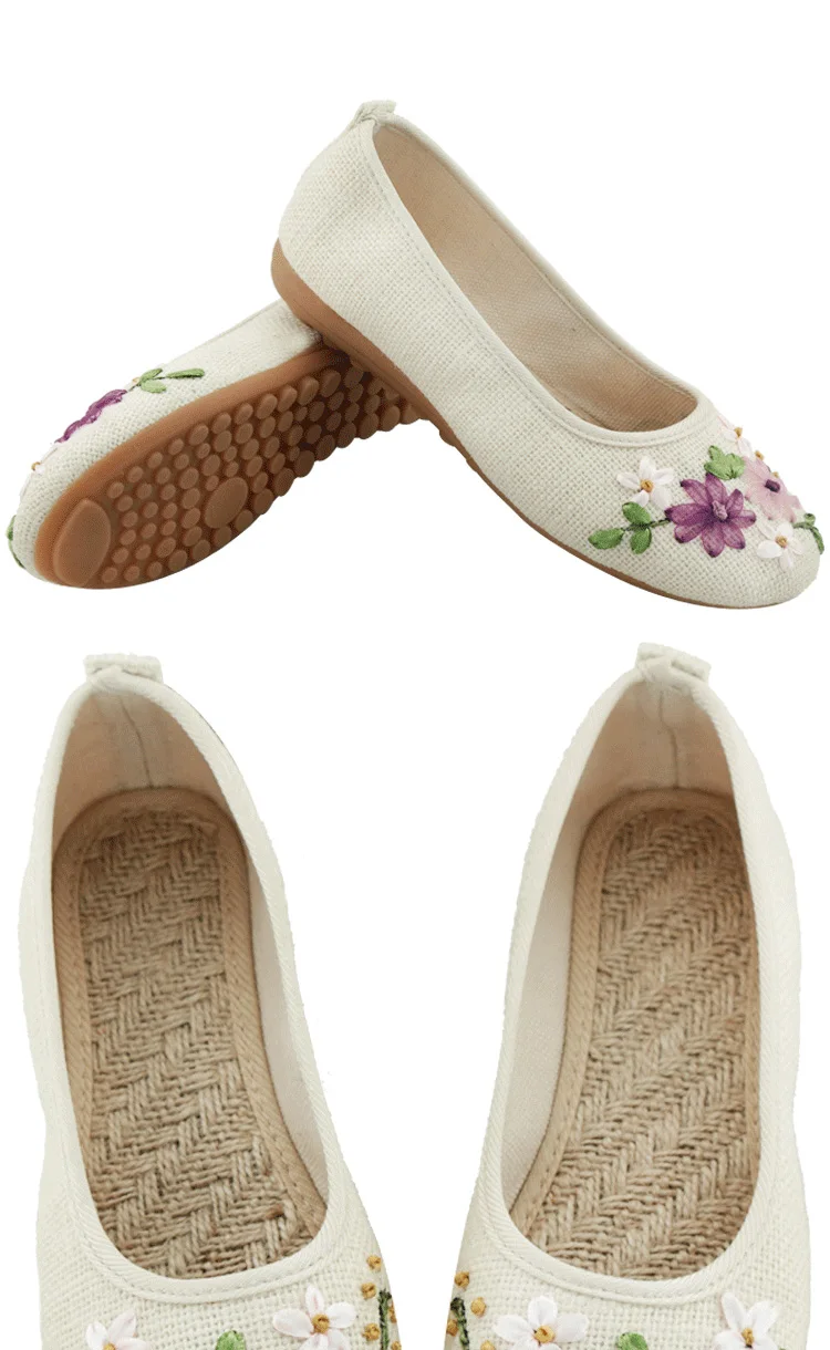 Красивые весенние и летние Обувь ткань Обувь народная Стиль мать Обувь женские туфли на плоской подошве