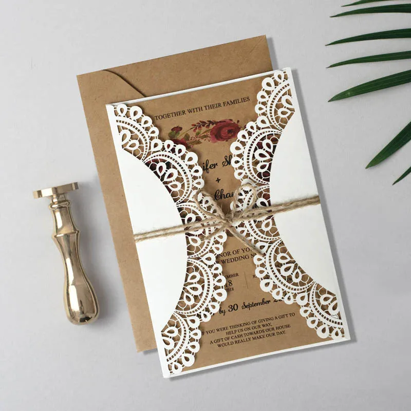 Off White Lace Wedding Invitations