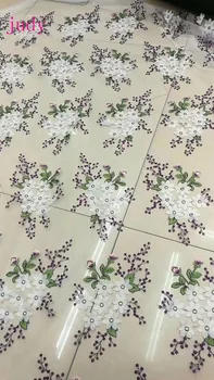 

stock 5yards/bag YuY01# 5 mixed color mesh embroidery 3D flower fabric used in the wedding dress fashion stage