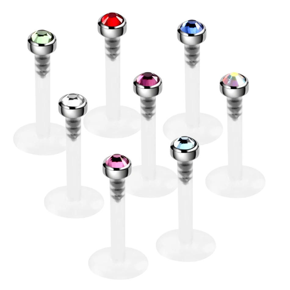 1PC G23 Titanium Bioplast Flexible Labret Stud Lip Piercing Rings 16g Ear Cartilages Tragus Helix Piercing Fashion Girls Jewelry