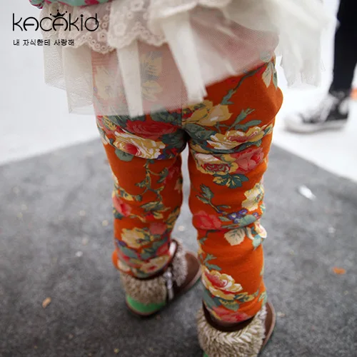 Kacakid зима для маленьких девочек бархатные теплые леггинсы с цветочным рисунком для детей PP Штаны детские штаны теплые штаны 3 цвета - Цвет: 100