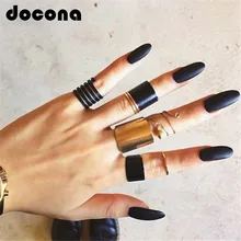 Docona, модное черное кольцо для открытия, 3 шт./набор, миди кольцо на фаланг пальца, набор для женщин, Панк Сплав, кольца на палец, ювелирные изделия в стиле бохо