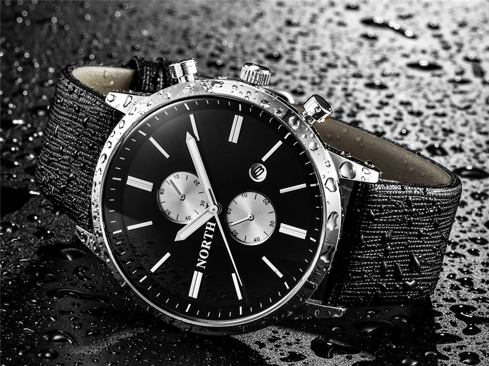 Часы North Мужские люксовый бренд кожаный ремешок аналог кварцевые часы мужские повседневные спортивные водонепроницаемые военные часы Relogio Masculino